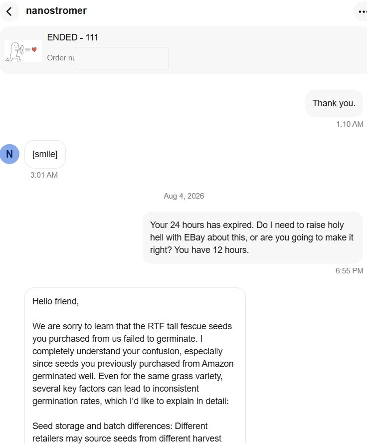eBay messages with seller nanostromer, screenshot 4